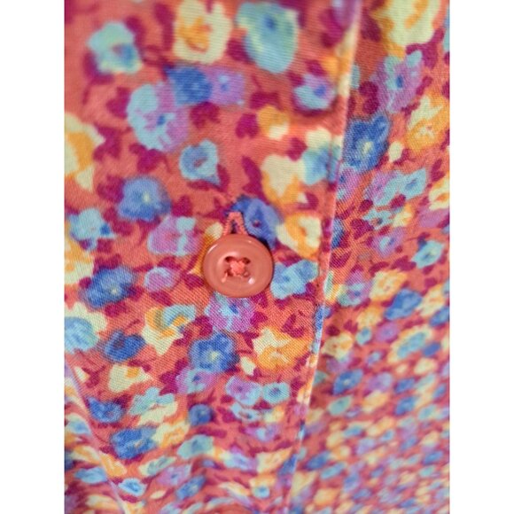Denim & Co. Womens Floral Button Down Short Sleeve Dress Size 1X Rayon Multicolo - Picture 4 of 10